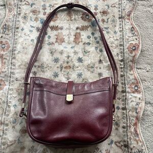 Leather Shoulder Bag in Burgundy - Women's Shoulder Bag